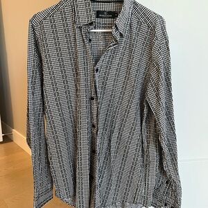 Bugatchi Black and White Gingham Men's Shirt